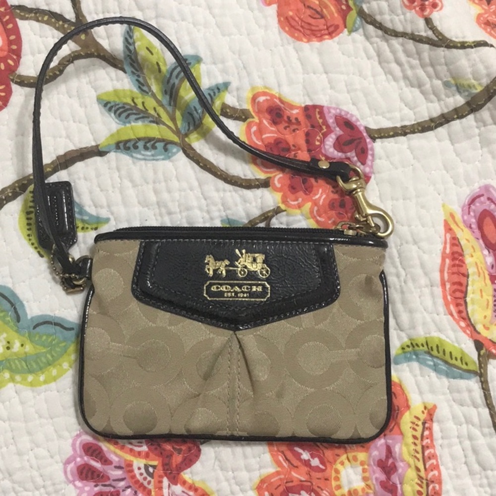 Small beige Coach wristlet/ wallet